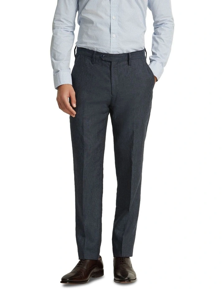 Byron Linen Trousers in Navy Pinstripe
