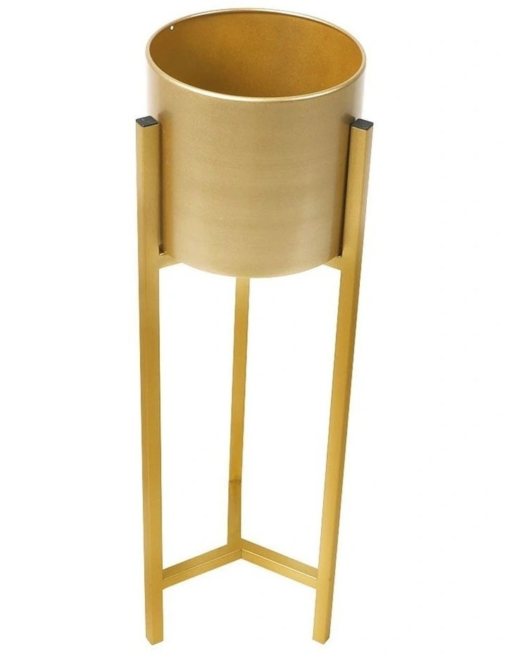 Metal Flower Plant Stand in Gold