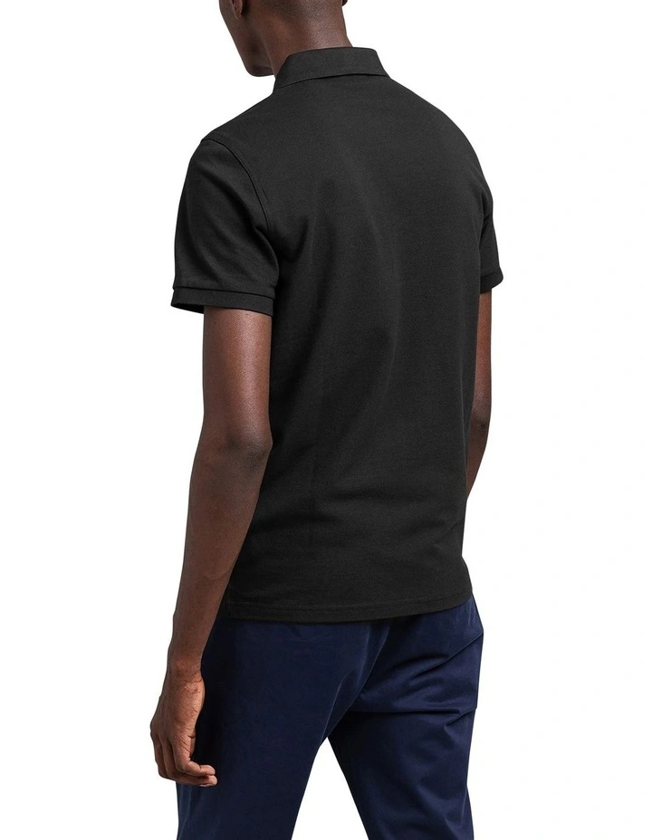Solid Pique Rugger Polo in Black