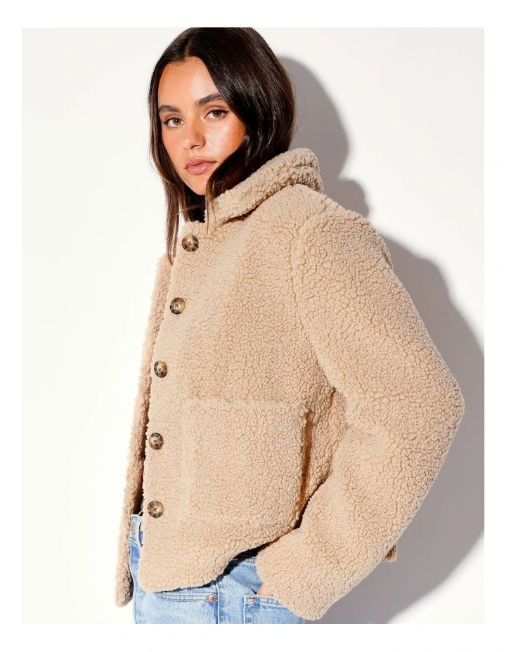 Recycled Teddy Jacket in Camel