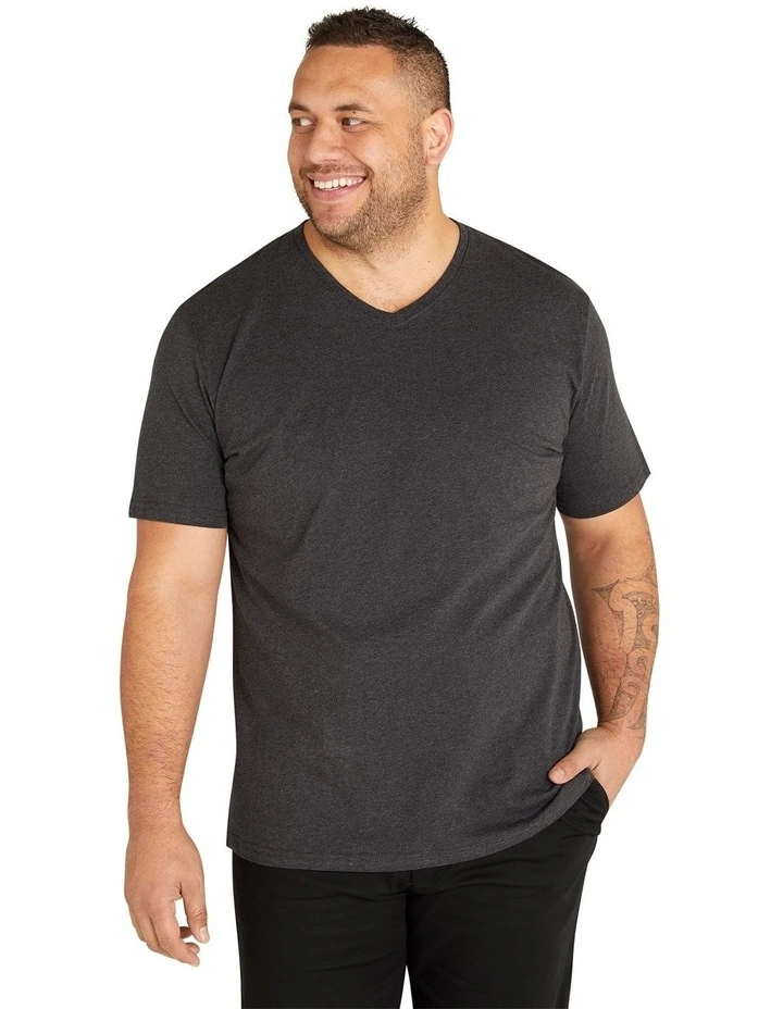 Essential V Neck Tee in Charcoal