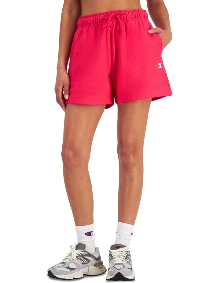 Reverse Weave Terry Relaxed Shorts in Disco Pink