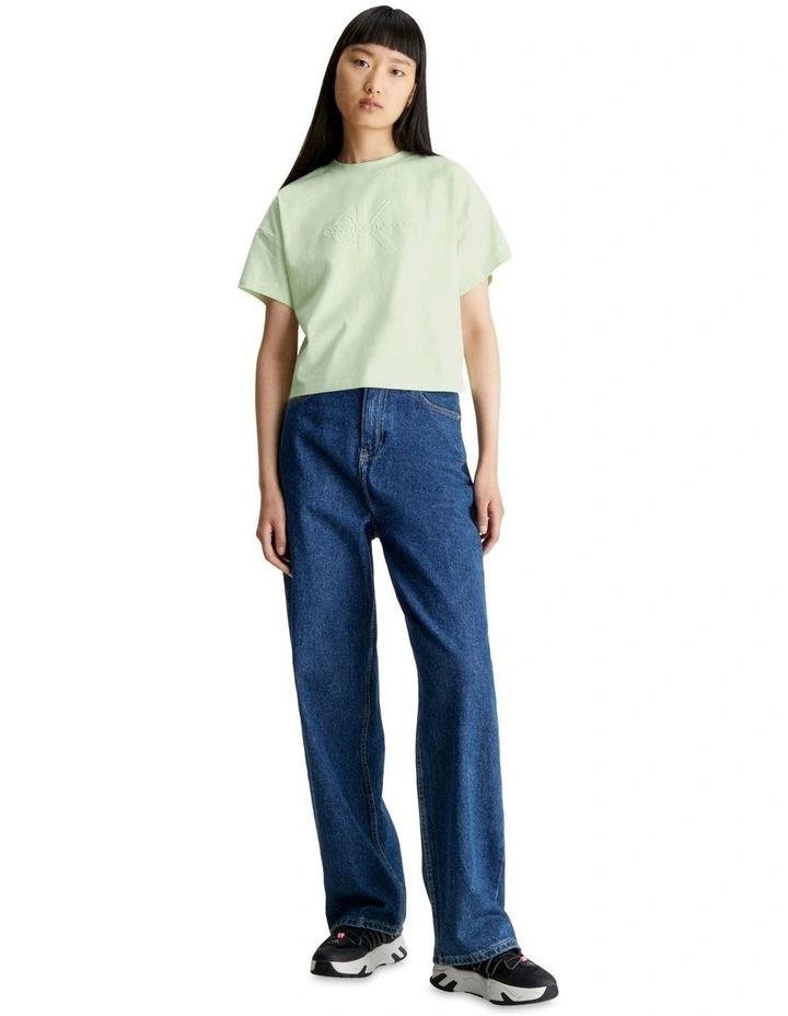 Embossed Monologo Tee in Canary Green