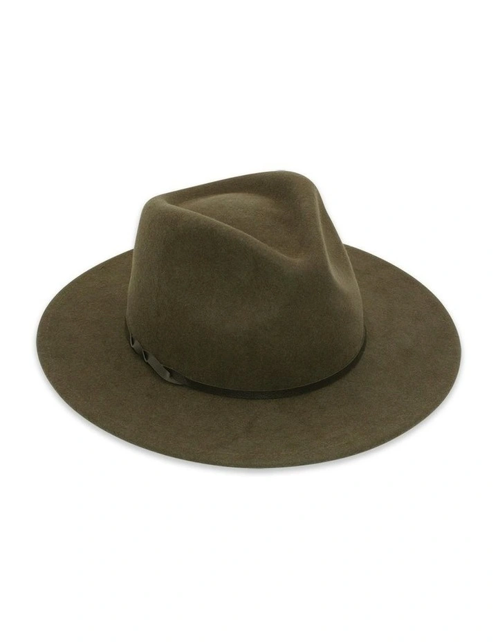 Kleio Wool Fedora Hat in Green Mocha