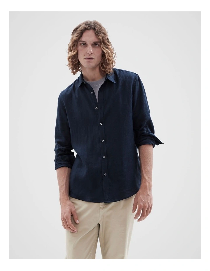 Linen Regular Fit Shirt in Blue