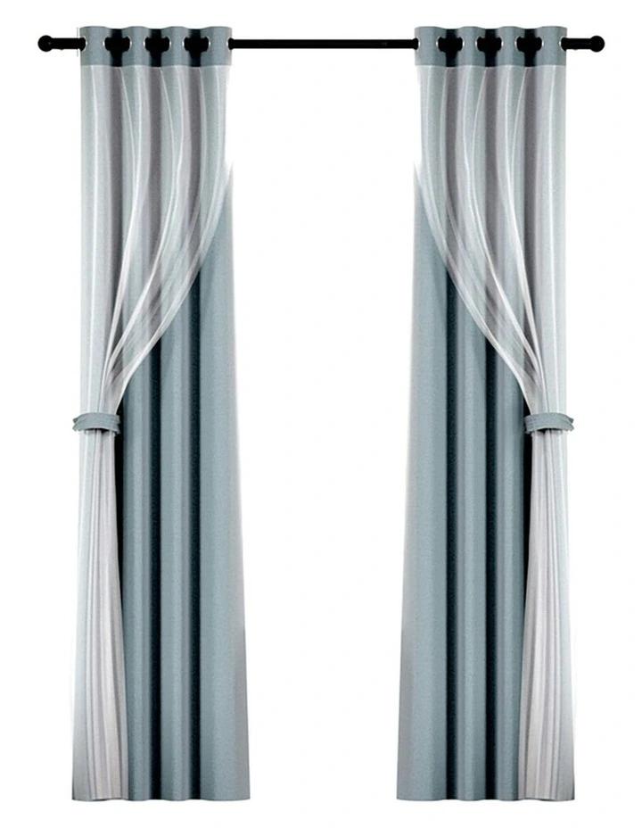 2 Panels Blockout Sheer Curtains 132x213cm in Light Grey