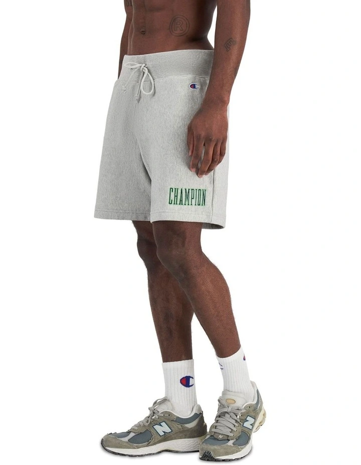 Reverse Weave Terry 90s Logo Shorts in Oxford Heather