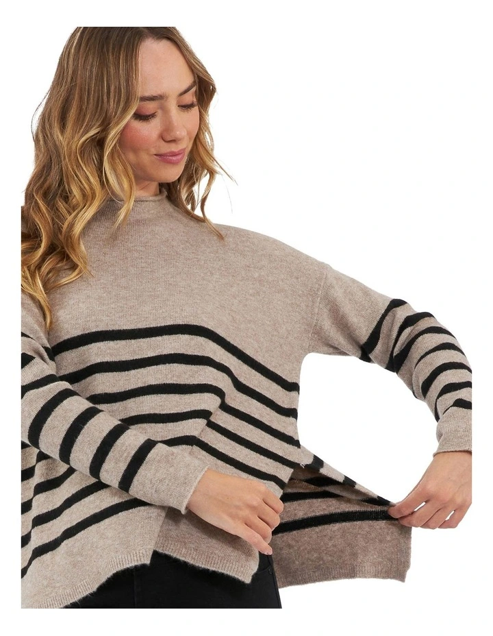 Gerrie Nursing Knit Jumper in Mocha/Black