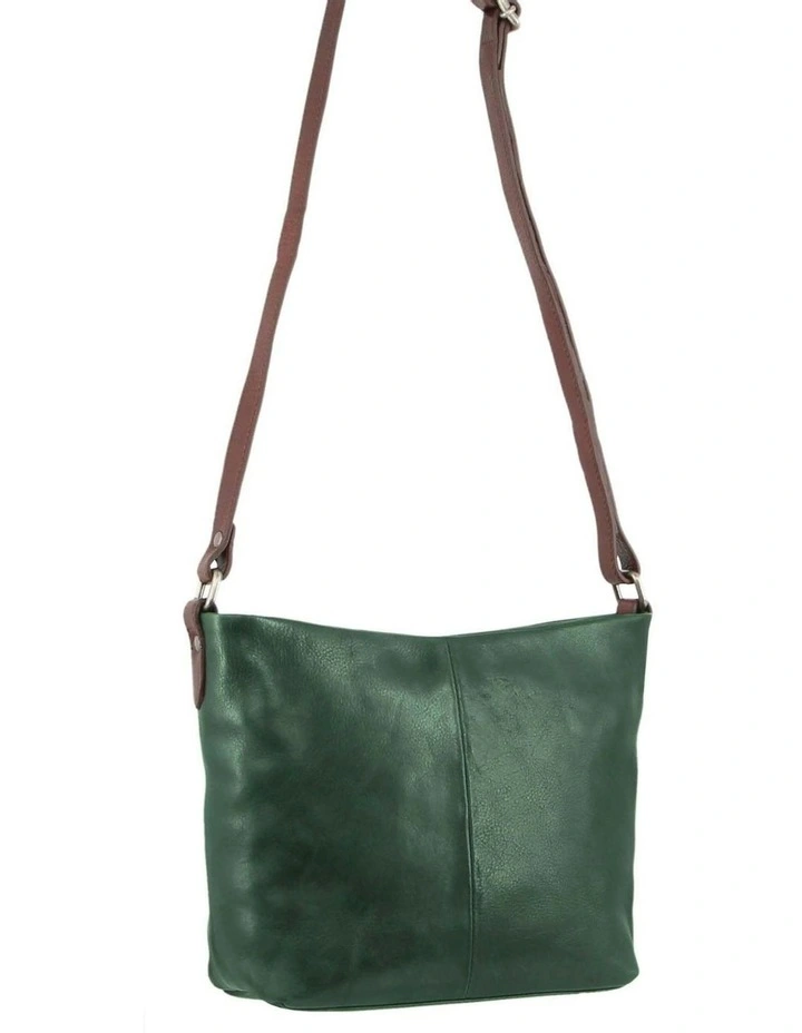 Nappa Leather Cross-Body Bag in Emerald/Chestnut