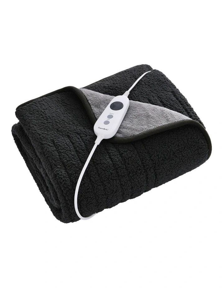 Reversible Heated Throw Blanket in Charcoal/Silver