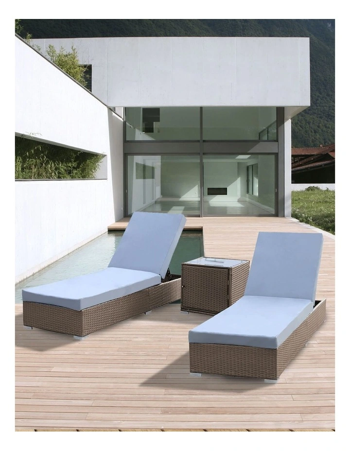 3 Piece Sunlounge Set in Grey and Oatmeal