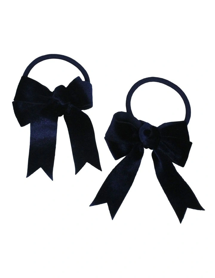 Bow Hair Ties 2 Pack in Navy
