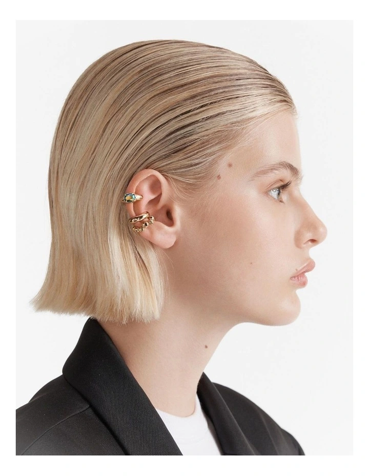 Reflective Ear Cuff Set in Green