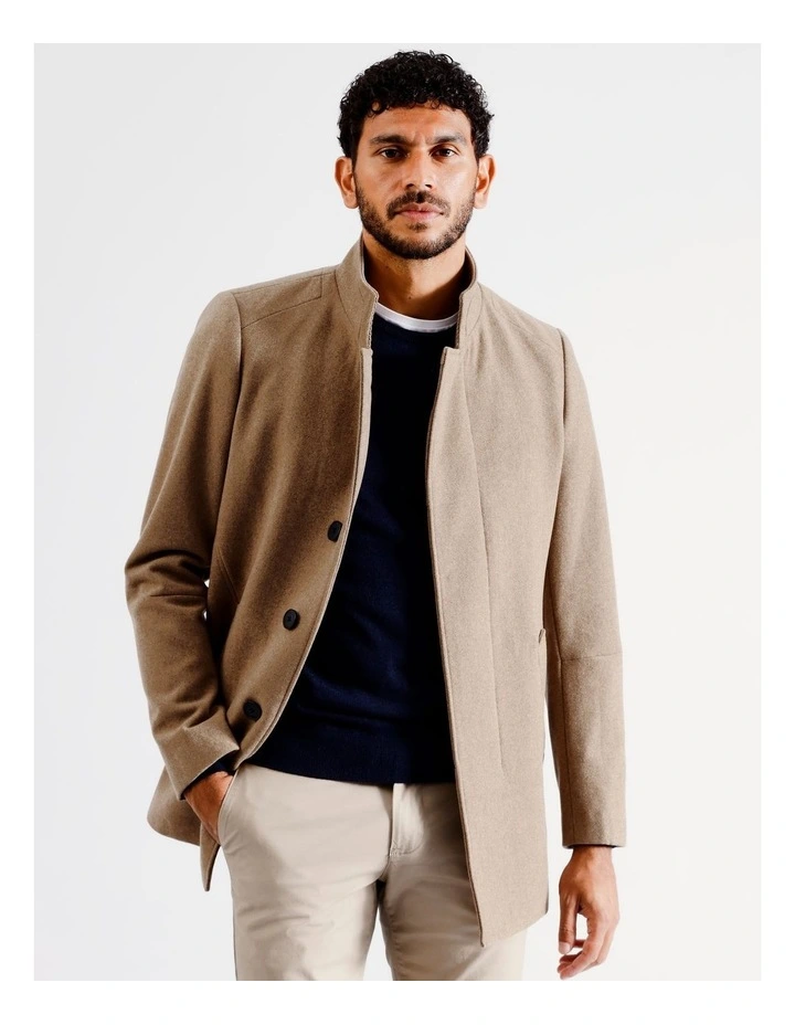 Frankie Funnel Neck Coat in Beige