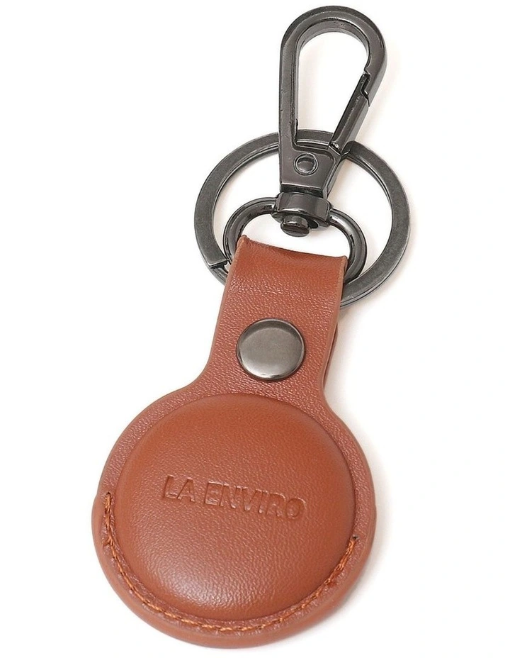Tilba Airtag Vegan Leather Keyring 2 Pack in Tan