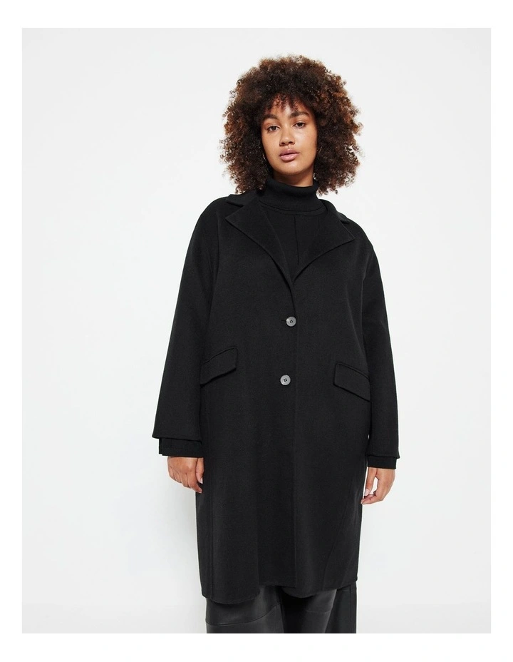 The Double Face Wool Crombie Coat in Black