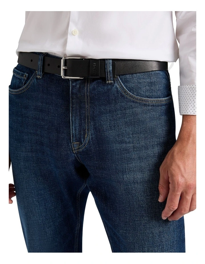 Oden Reversible Leather Belt in Black