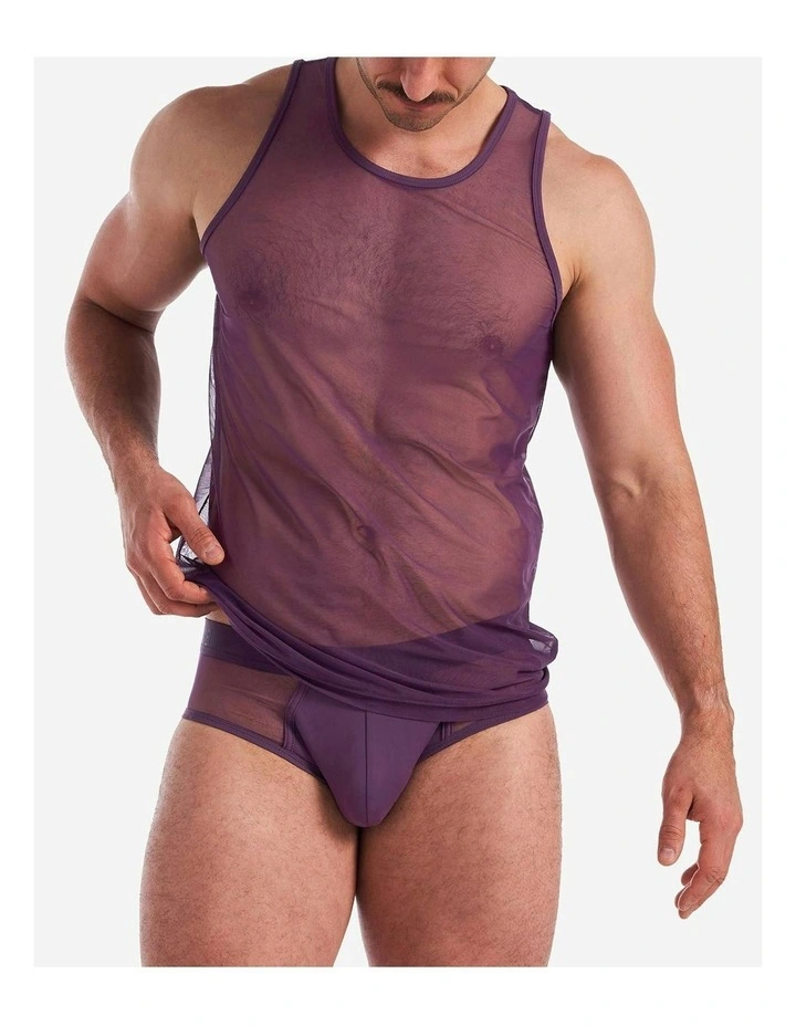 Score Sheer Tank in Plum Purple