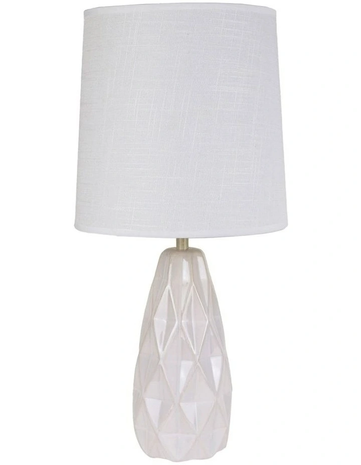 Ava Geo Ceramic Table Lamp in White