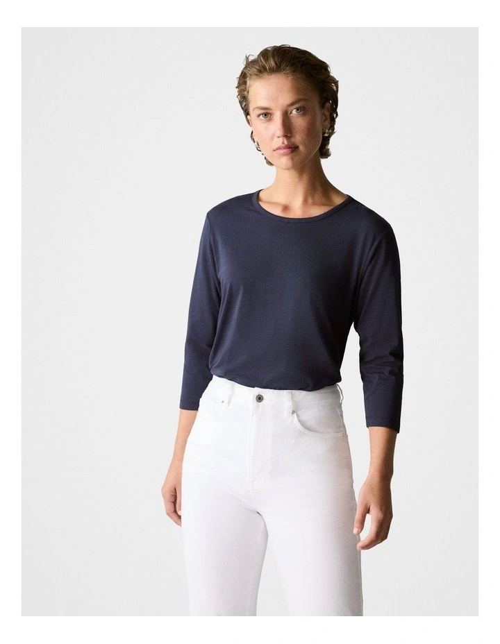 Organically Grown Cotton 3/4 Sleeve T-shirt in Night Sky
