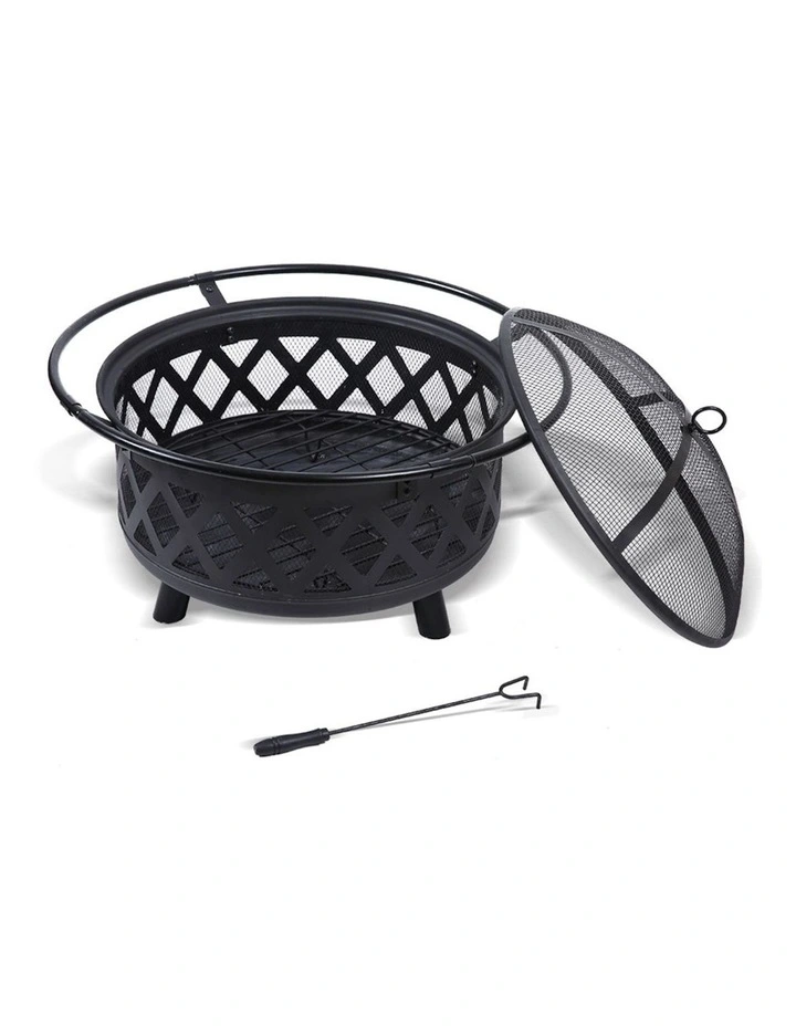 Portable Fire Pit BBQ Grill in Black