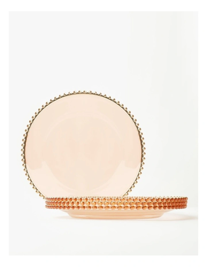 Pink Charger Plate with Metallic Rim Set of 4 in Pink