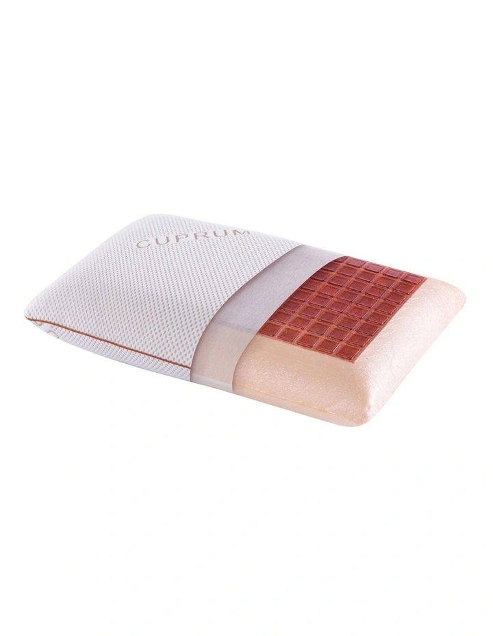 Copper Cooling Gel Top Memory Foam Pillow Standard 60x40 12cm in Rust Red