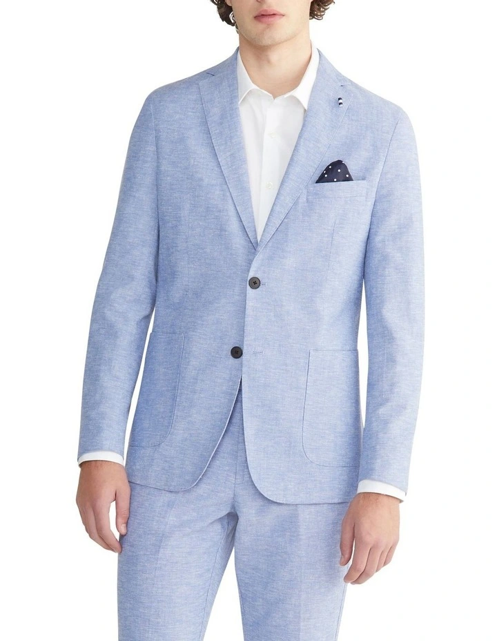 Linen Blend Slim Jacket in Sky