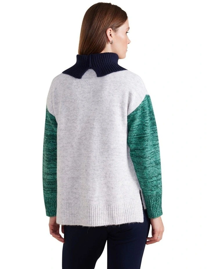 Colour Block Sweater in Heather Grey