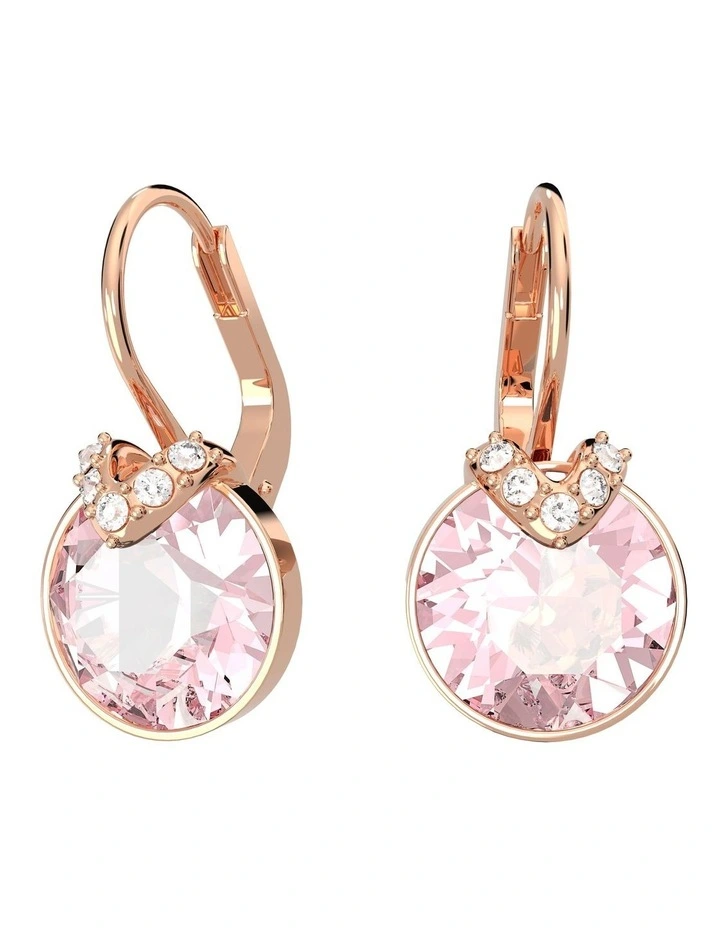 Bella V Drop Earrings Round Cut Rose Gold-Tone Plated in Pink