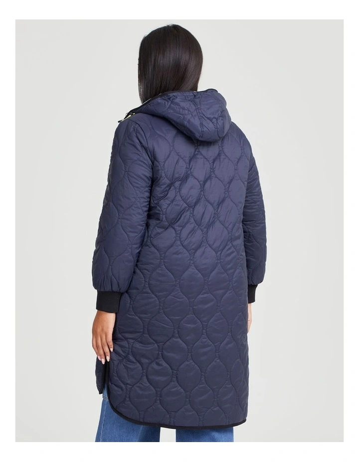 Quilted Puffer Jacket in Navy