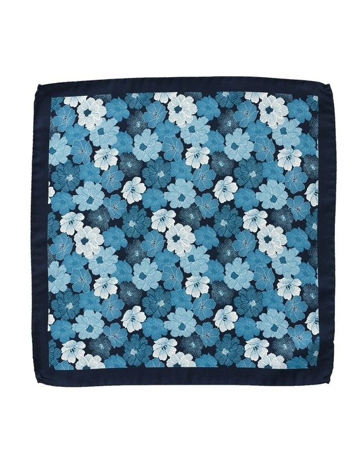 Anemone Silk Pocket Square in Blue