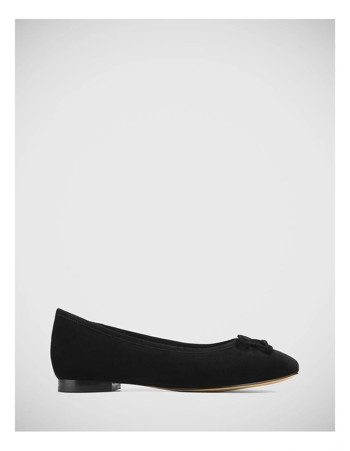 Aleisha Suede Leather Flat in Black