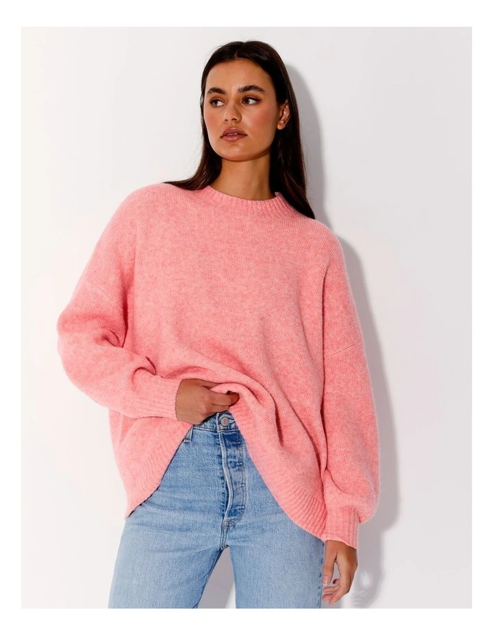 Recycled Blend Oversized Knit Jumper in Pink