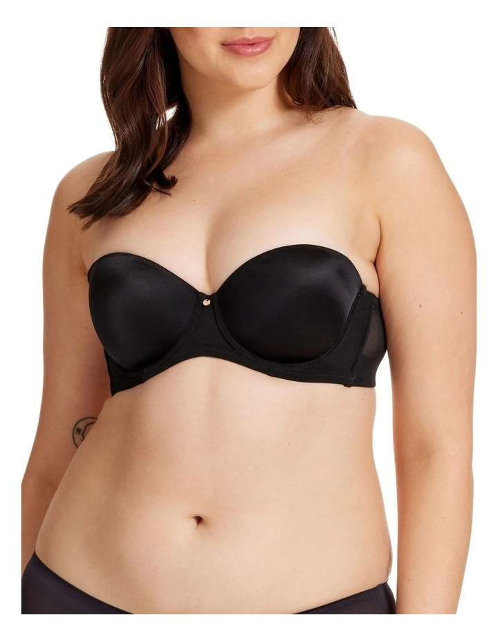 Sheer Support Full Coverage Strapless Bra in Black