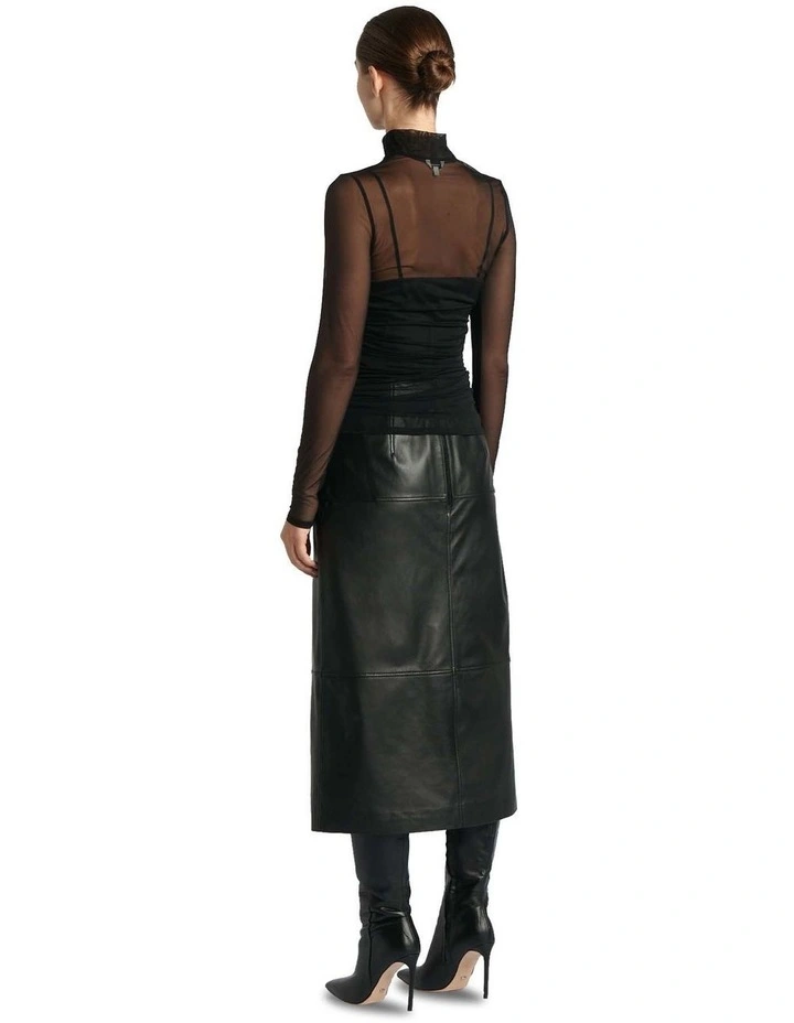 Funnel Neck Mesh Top in Black