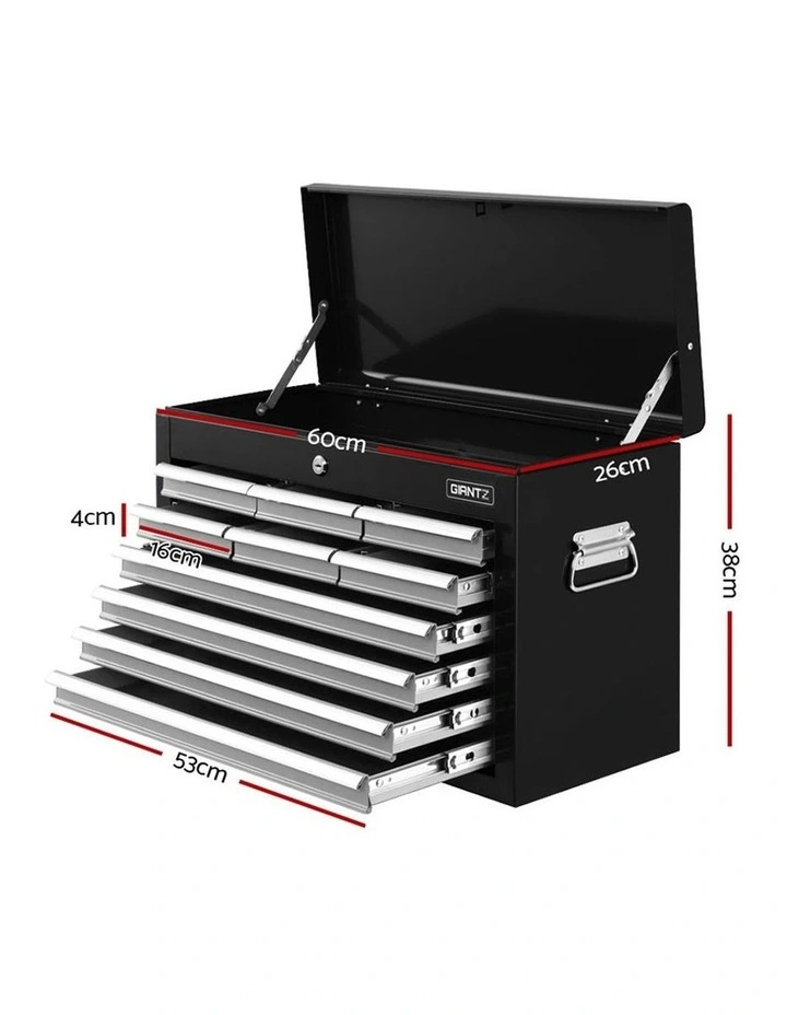 10-Drawer Tool Box Chest Cabinet Garage Storage Toolbox Black&Silver