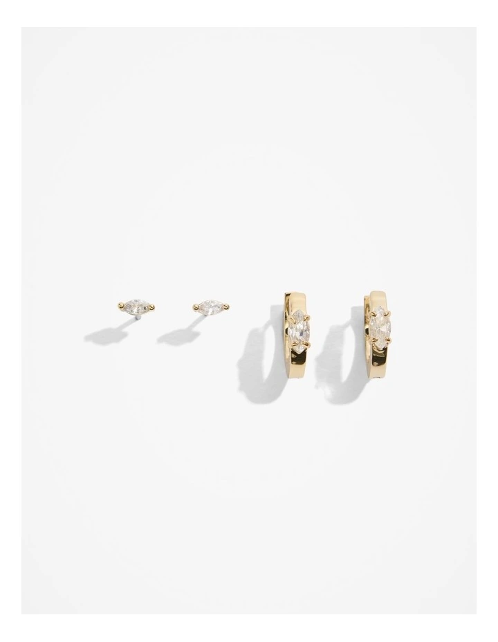 Marquise Stud Earrings Pack in Gold