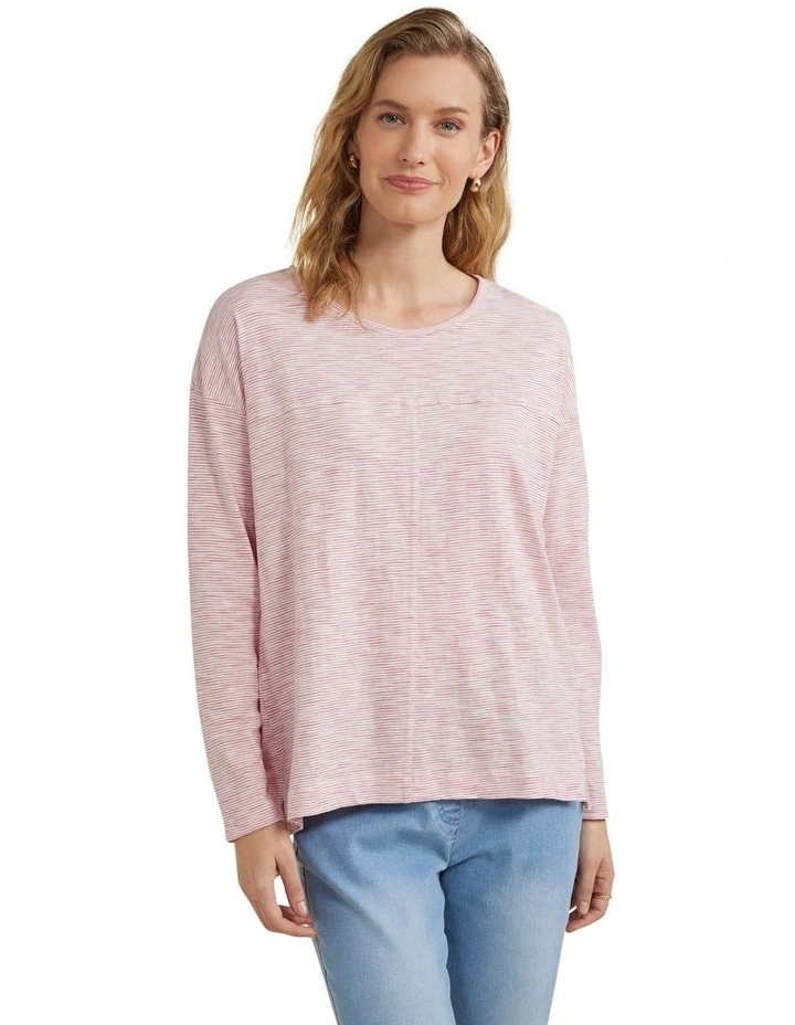 Spacedye Stripe Tee in Pink