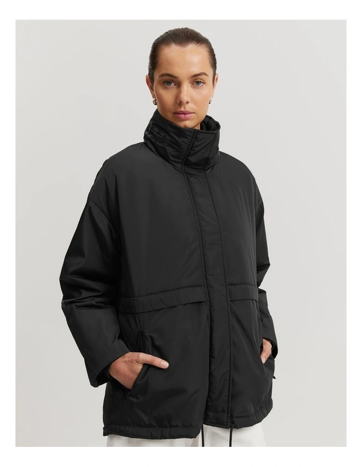 Recycled Polyester Casual Spray Jacket in Black