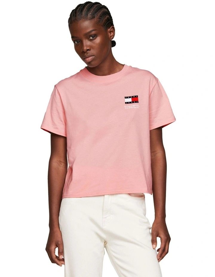 Logo Boxy Fit Jersey T-Shirt in Pink