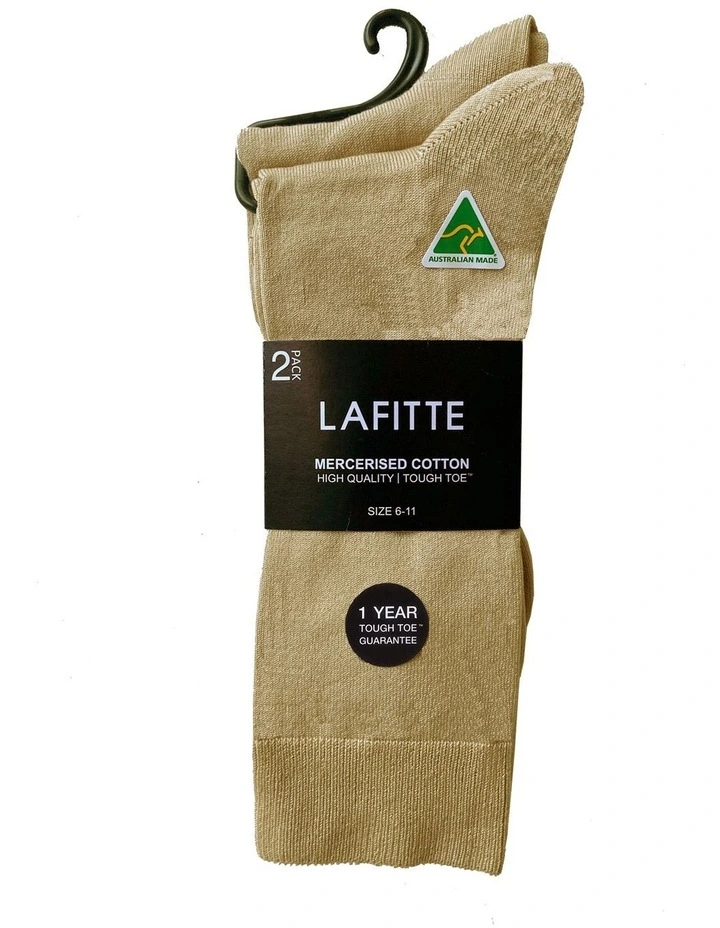 Tough Toe Cotton Socks 2 Pack in Light Brown