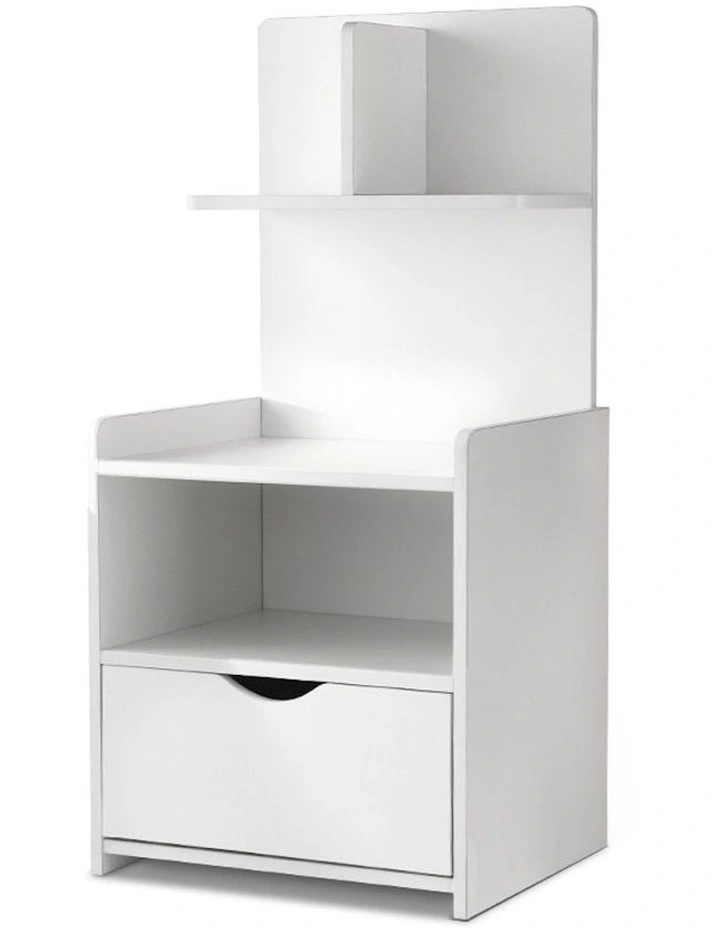 Evermore Bedside Table with Shelves 1 Drawer in White