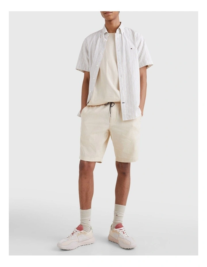 Harlem Tech Linen Pull On Short in Tuscan Beige