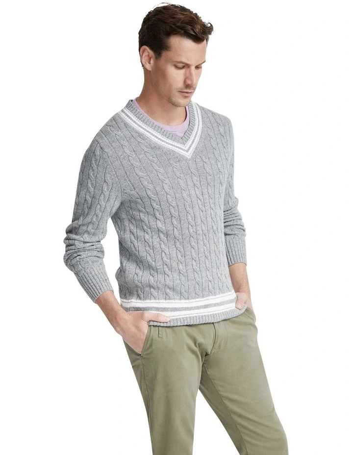 Richie Cricket Cable Knit Top in Grey