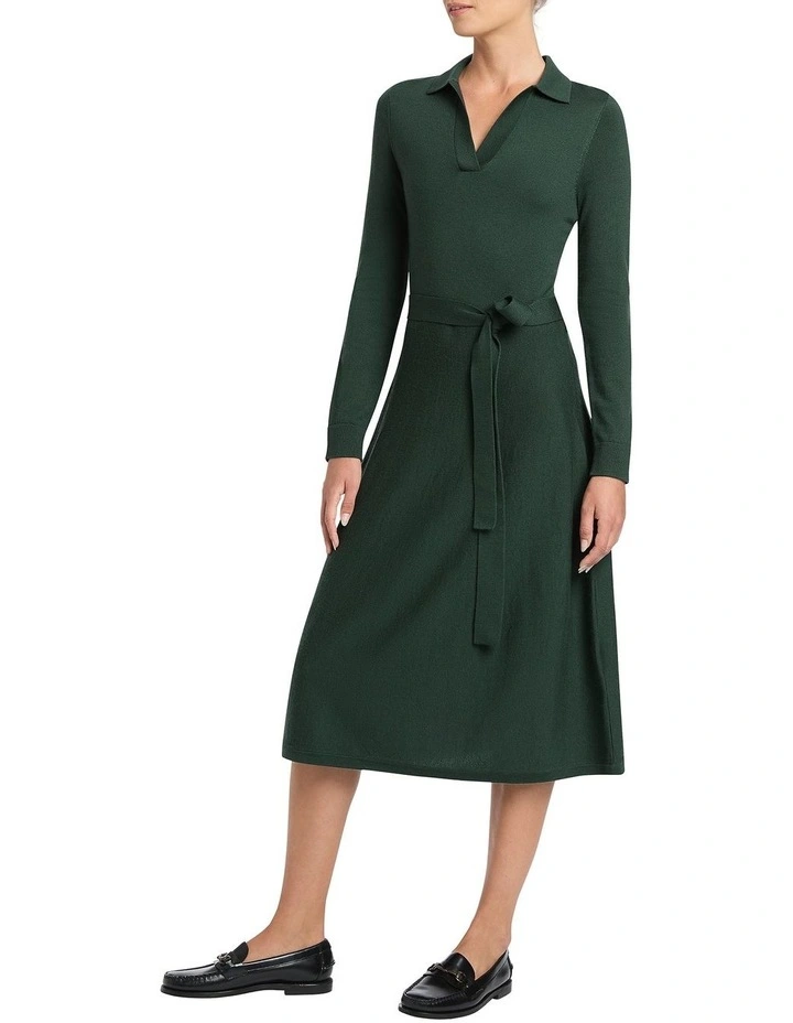 Harriet Knit Polo Dress in Green