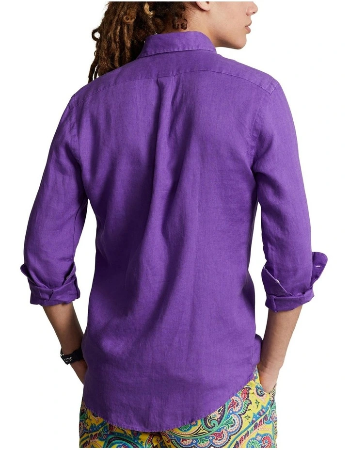 Classic Fit Linen Shirt in Purple
