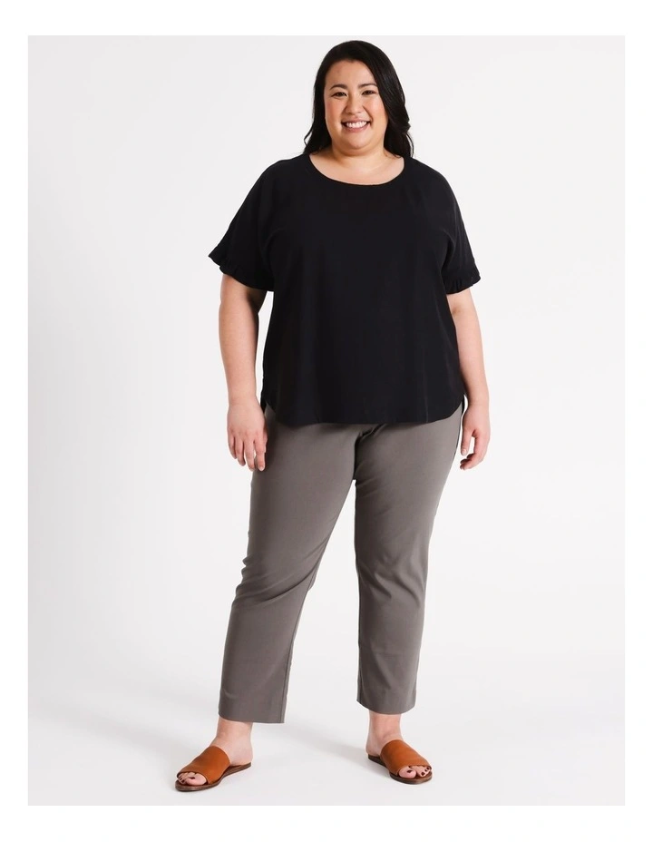 Sustainable Viscose Blend Wardrobe Staple Stretch Crop Pant in Khaki