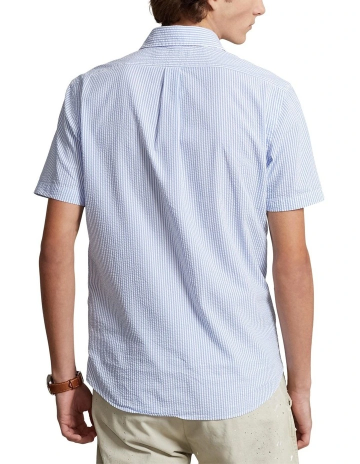 Prepster Classic Fit Seersucker Shirt in Blue