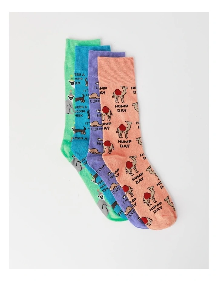 4 Pack Animals Socks in Assorted